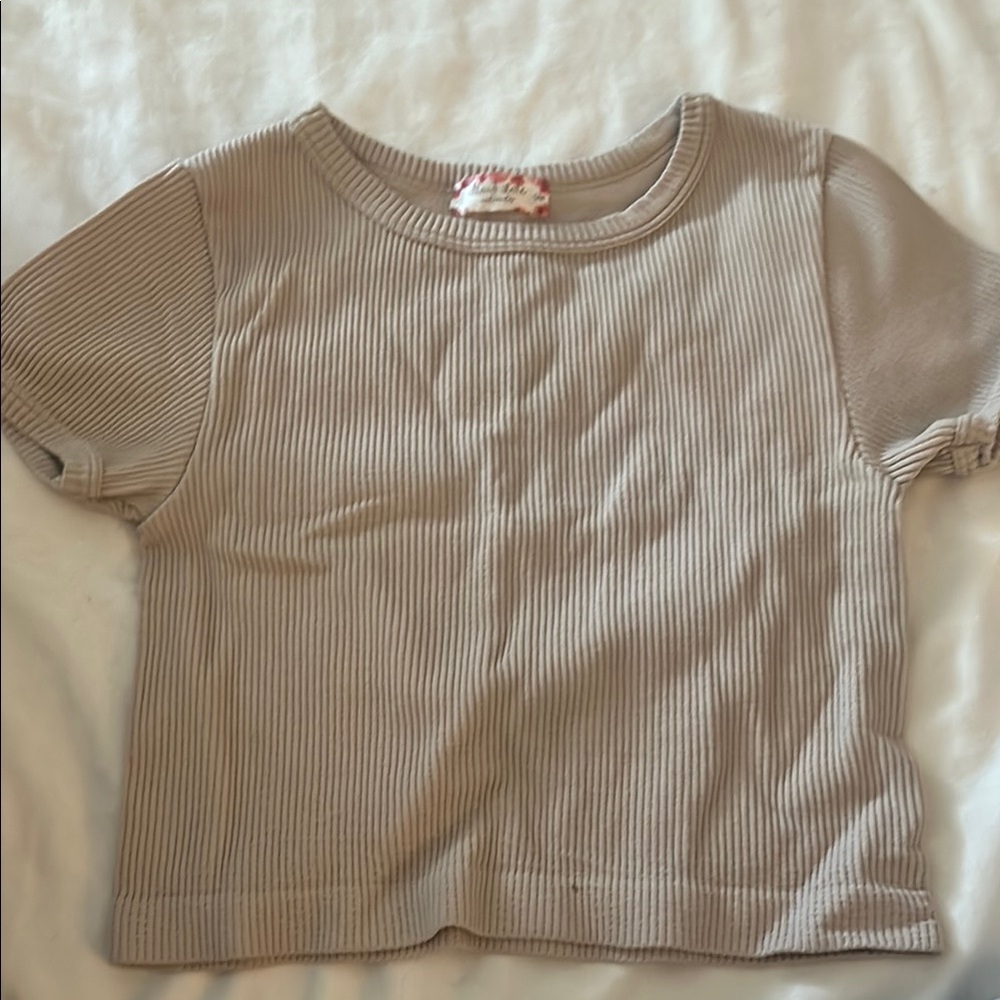 Kids Ribbed Tan T-Shirt